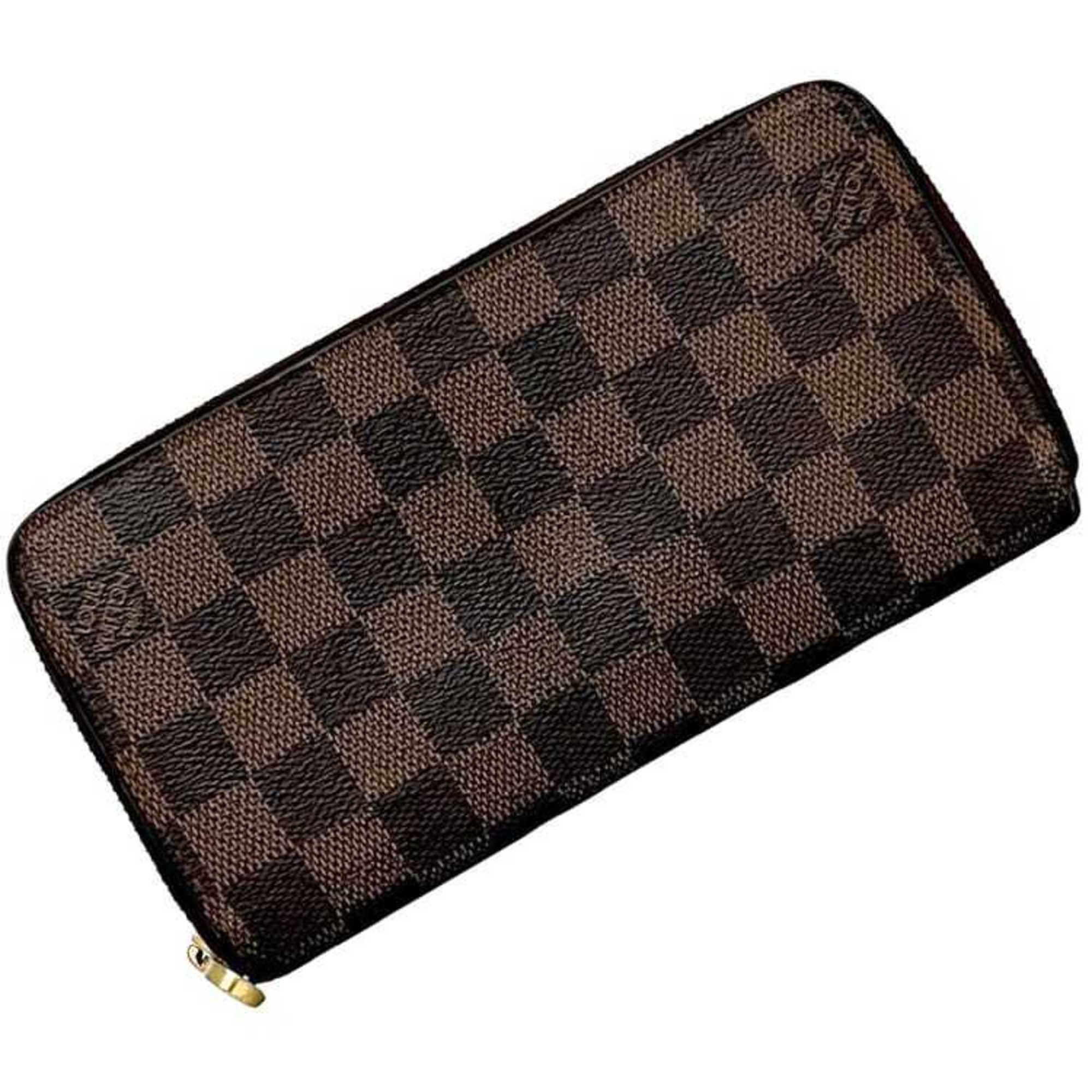 Louis Vuitton Round Zippy Wallet Ec-24281 Brown Damier Ebene N60015 Canvas Ca...